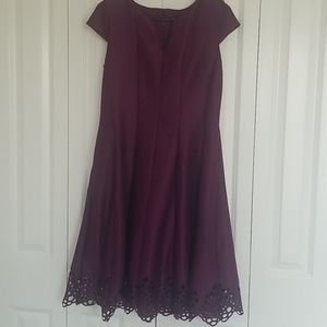 Roz & Ali Plum Fit and Flare Zip up Dress